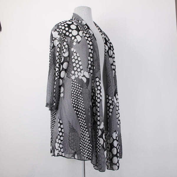 Mirror Image Wrap NEW $60 Sz 3x Black White Polka Dots Sheer Poly Spandex Wrap