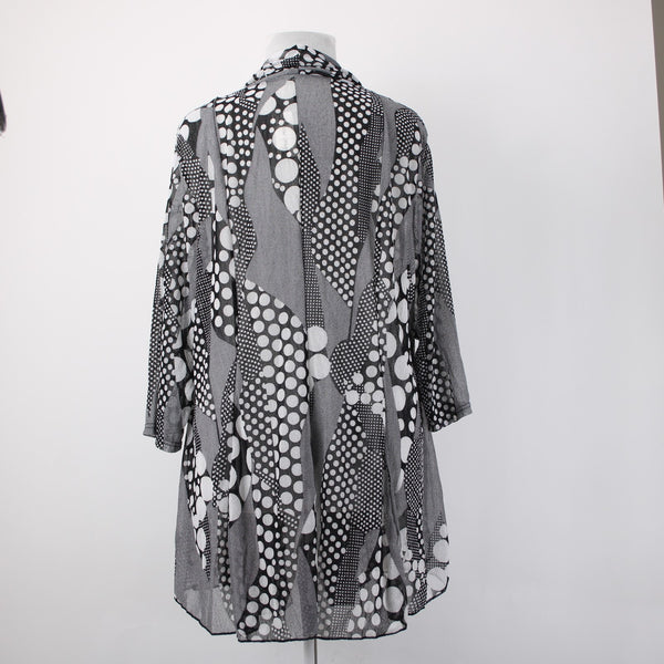 Mirror Image Wrap NEW $60 Sz 3x Black White Polka Dots Sheer Poly Spandex Wrap