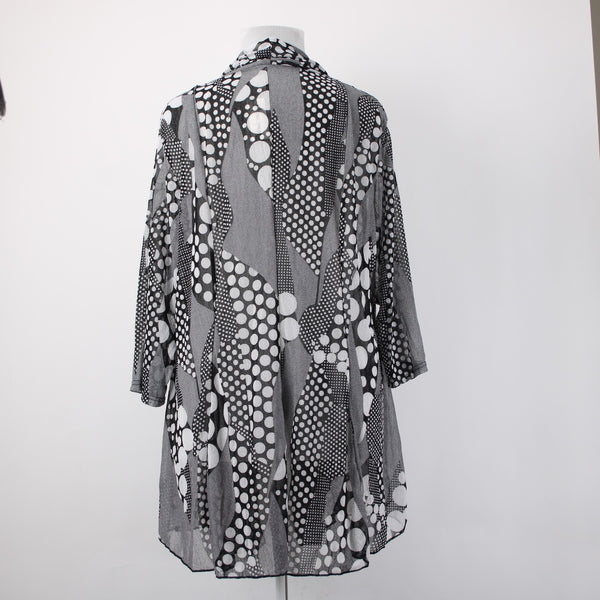 Mirror Image Wrap NEW $60 Sz 3x Black White Polka Dots Sheer Poly Spandex Wrap
