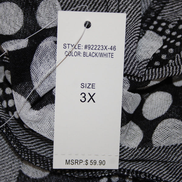 Mirror Image Wrap NEW $60 Sz 3x Black White Polka Dots Sheer Poly Spandex Wrap