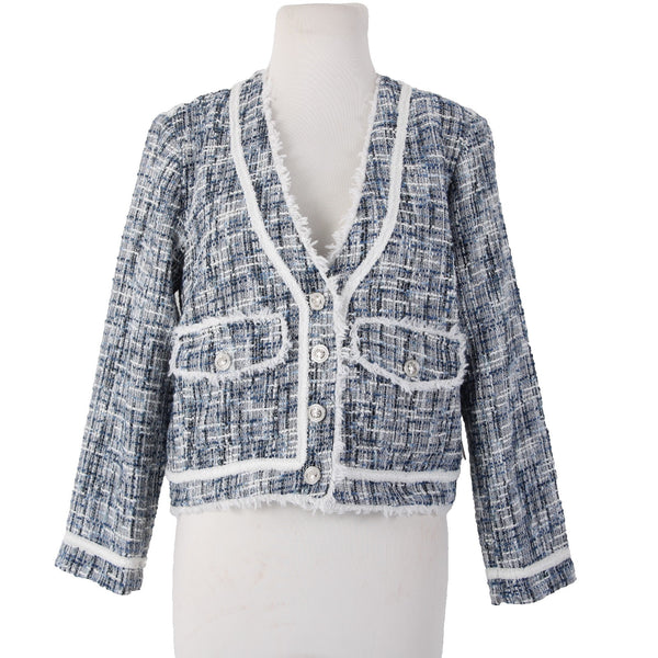 Aqua Jacket NEW $128 Sz S Navy Blue White Silver Buttons 100% Polyester Jacket