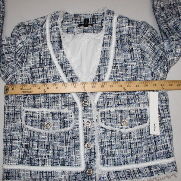 Aqua Jacket NEW $128 Sz S Navy Blue White Silver Buttons 100% Polyester Jacket