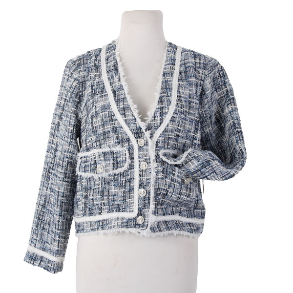 Aqua Jacket NEW $128 Sz S Navy Blue White Silver Buttons 100% Polyester Jacket