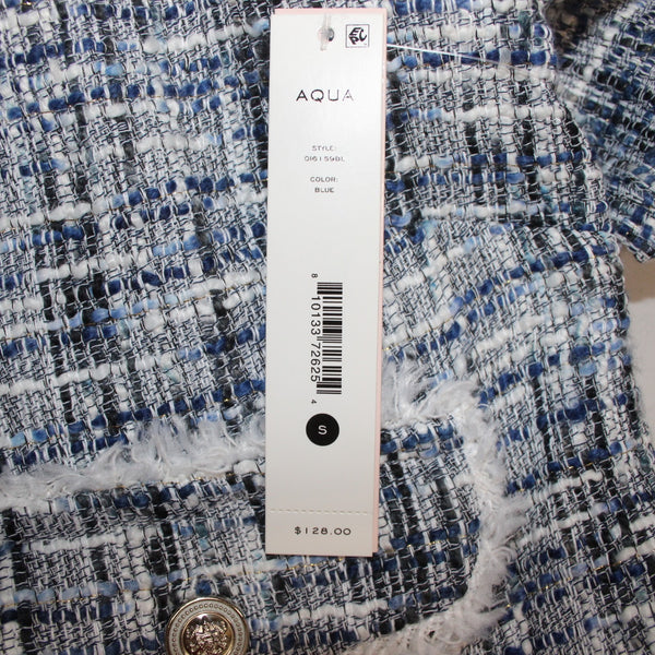 Aqua Jacket NEW $128 Sz S Navy Blue White Silver Buttons 100% Polyester Jacket