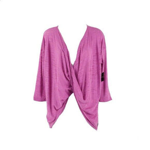 Eddie Bauer NEW $50 Sz XS Pink Magenta Poly Cotton Blend Cross Wrap Boho Top