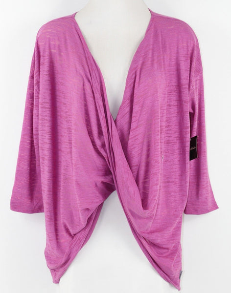Eddie Bauer NEW $50 Sz XS Pink Magenta Poly Cotton Blend Cross Wrap Boho Top