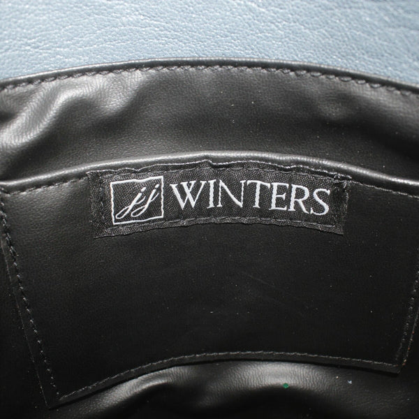 JJ Winters 7 x 10 Blue Leather Silver Crossbody Chain Convert Clutch Purse