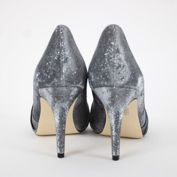 The Essence Menbur NEW Sz 40 Silver Fabric Upper Synthetic Sole 3.5" Heels