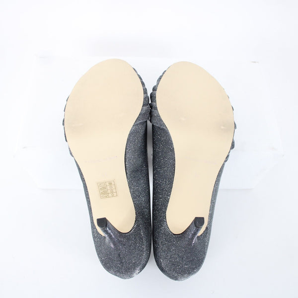 The Essence Menbur NEW Sz 40 Silver Fabric Upper Synthetic Sole 3.5" Heels