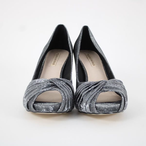 The Essence Menbur NEW Sz 40 Silver Fabric Upper Synthetic Sole 3.5" Heels