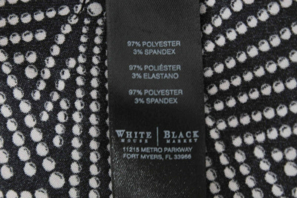 White House BM Sz 4 Black White Geo Polka Dot Faux Wrap Polyester Blend Top