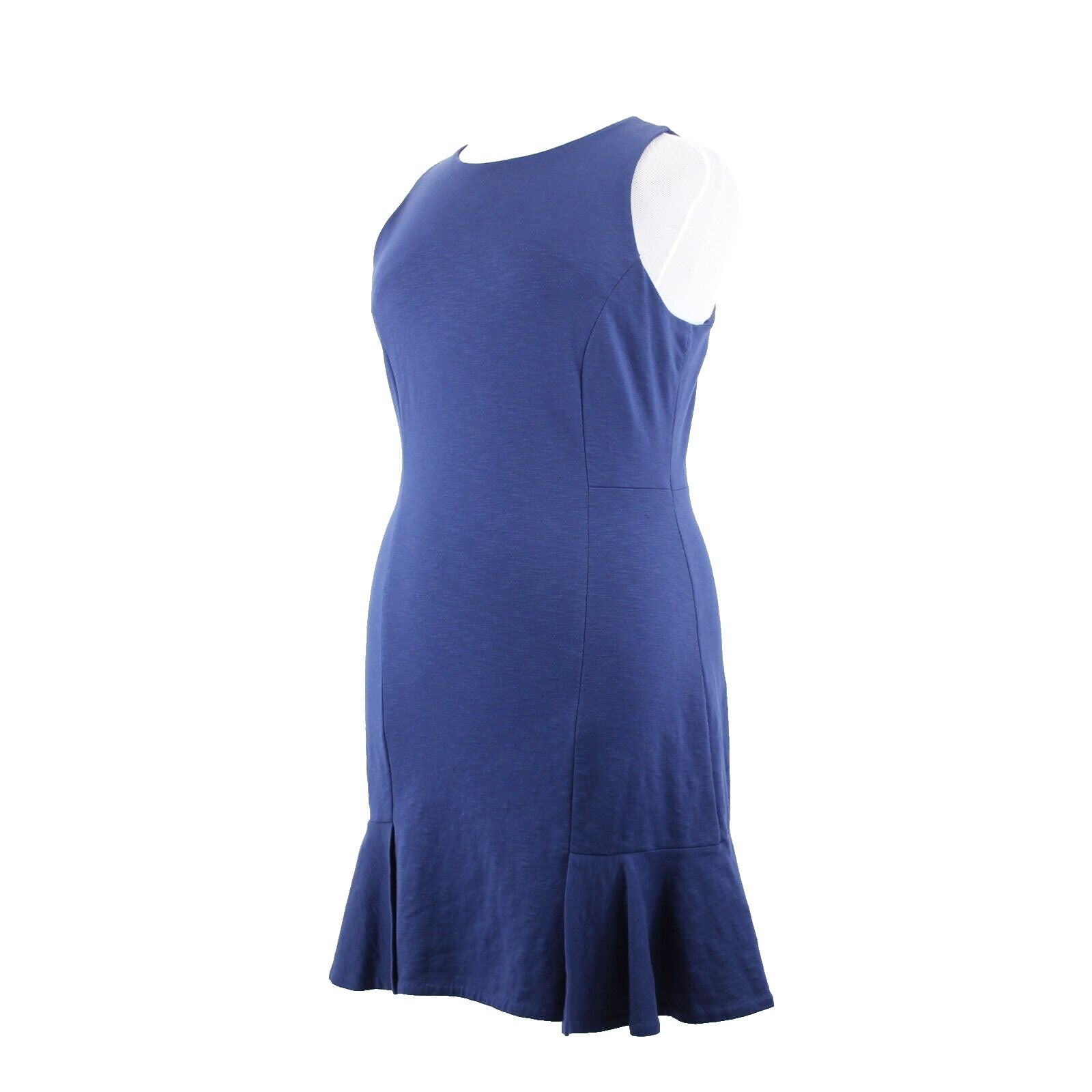 Banana Republic Sz 14 Navy Blue Sleeveless Ruffle Polyester Spandex Dress