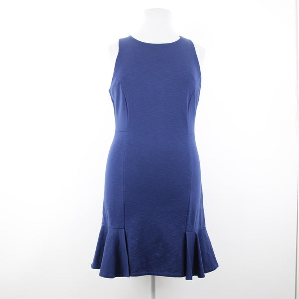 Banana Republic Sz 14 Navy Blue Sleeveless Ruffle Polyester Spandex Dress