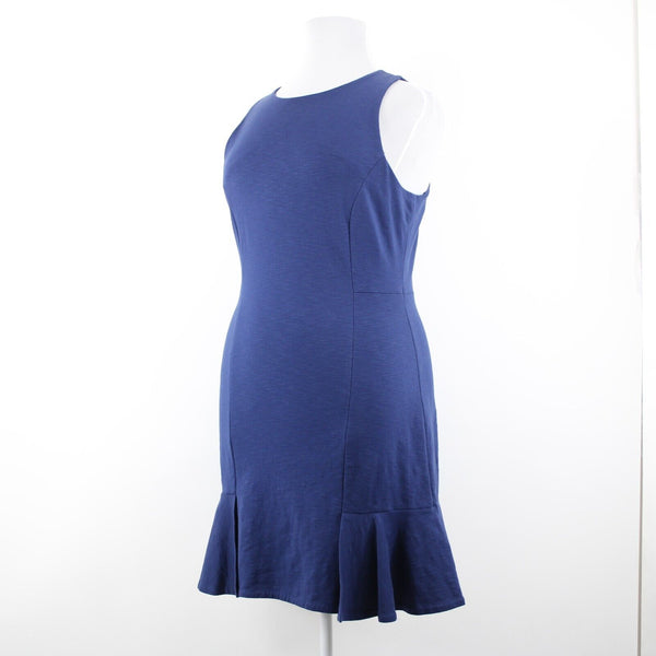 Banana Republic Sz 14 Navy Blue Sleeveless Ruffle Polyester Spandex Dress