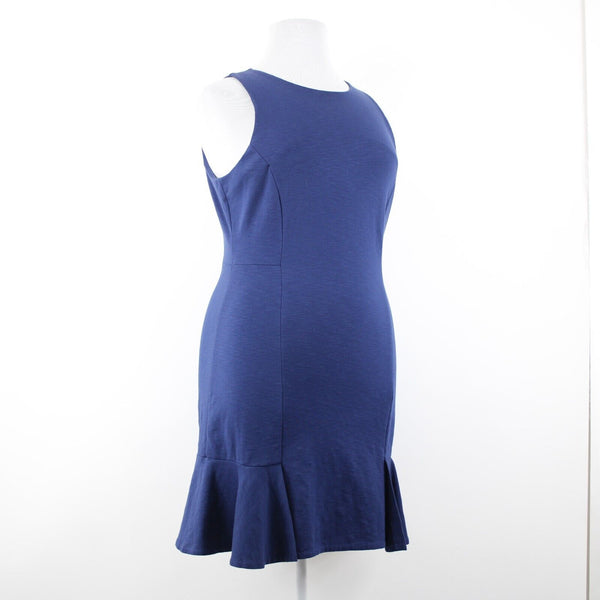 Banana Republic Sz 14 Navy Blue Sleeveless Ruffle Polyester Spandex Dress