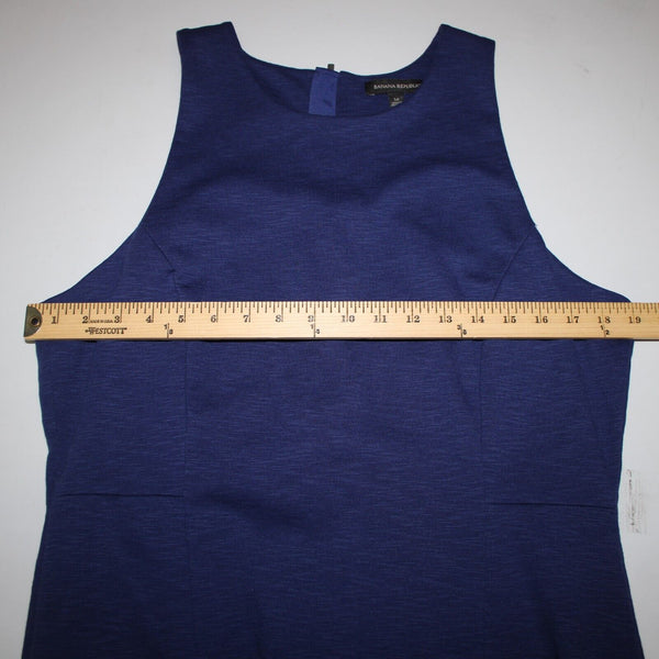Banana Republic Sz 14 Navy Blue Sleeveless Ruffle Polyester Spandex Dress