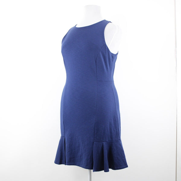 Banana Republic Sz 14 Navy Blue Sleeveless Ruffle Polyester Spandex Dress