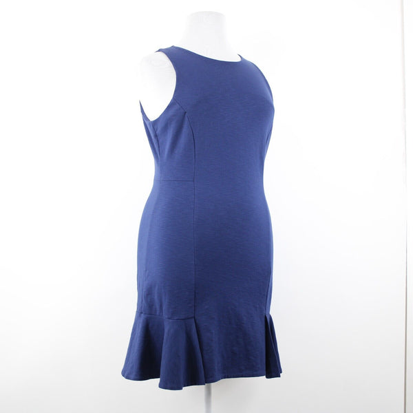 Banana Republic Sz 14 Navy Blue Sleeveless Ruffle Polyester Spandex Dress