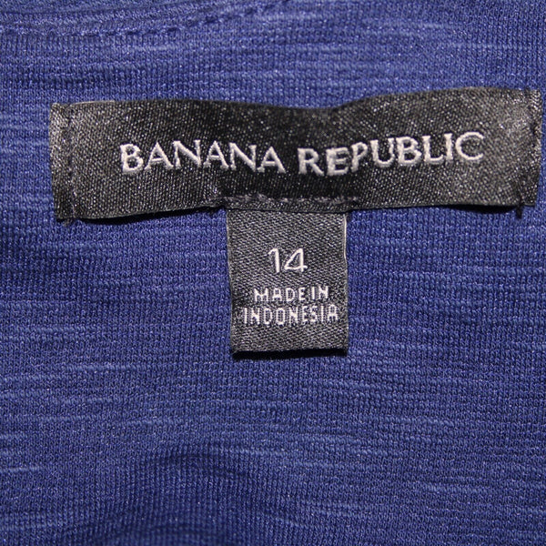 Banana Republic Sz 14 Navy Blue Sleeveless Ruffle Polyester Spandex Dress