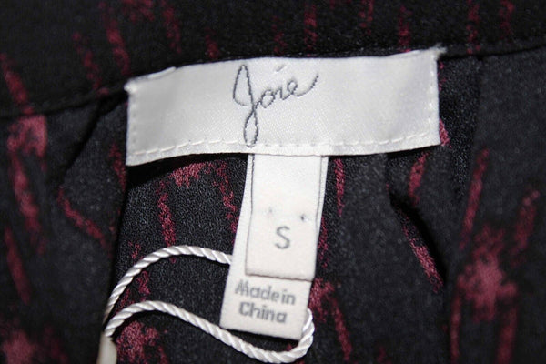 Joie NEW Sz S Black Pink 100% Polyester Blouse Top