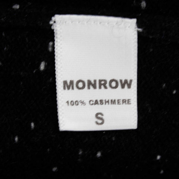 Monrow Sz S Black White Pullover Cold Elbow Knit 100% Cashmere Sweater