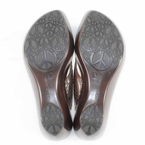 Donald J Pliner NEW $235 Sz 6.5M Brown Metallic Gator Leather 2.5" Sandal