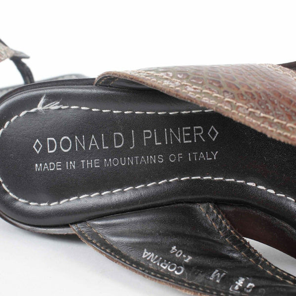 Donald J Pliner NEW $235 Sz 6.5M Brown Metallic Gator Leather 2.5" Sandal