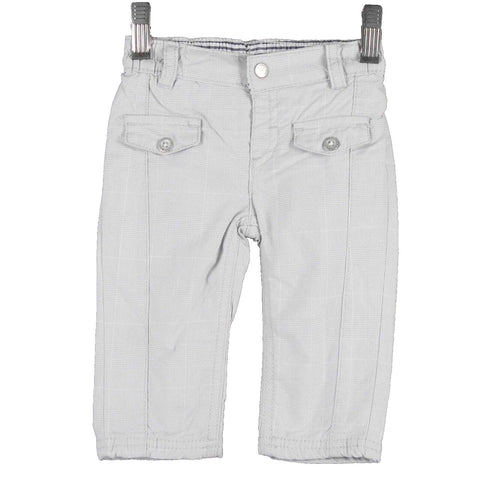 Kanz NEW Sz 6Mo Gray White Plaid Snaps Elastic Waist Cotton Boys Pant