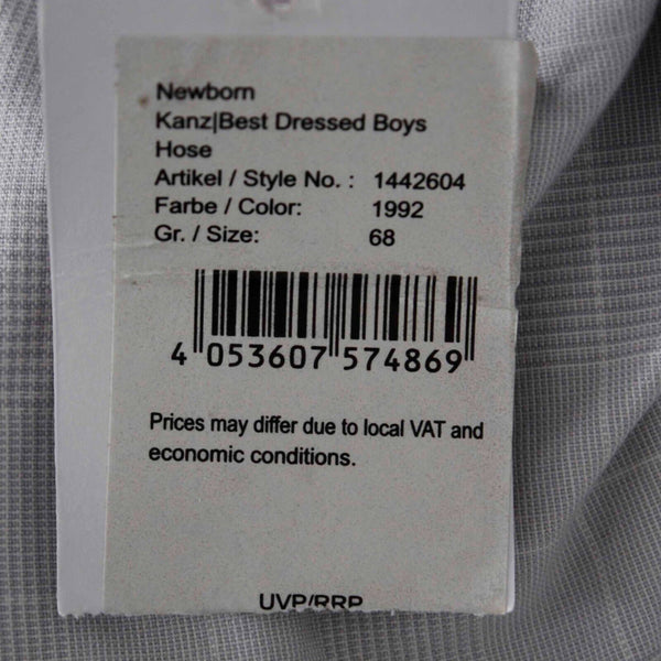 Kanz NEW Sz 6Mo Gray White Plaid Snaps Elastic Waist Cotton Boys Pant