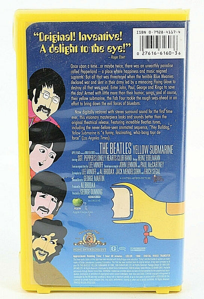 Apple MGM 1999 The Beatles Yellow Submarine VHS Hi Fi Dolby Rated G Movie