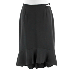 Drama Sz 2 Black Slim Ruffle Bottom Hi Lo Unlined Skirt