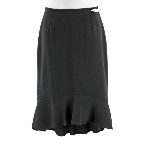 Drama Sz 2 Black Slim Ruffle Bottom Hi Lo Unlined Skirt