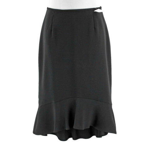 Drama Sz 2 Black Slim Ruffle Bottom Hi Lo Unlined Skirt