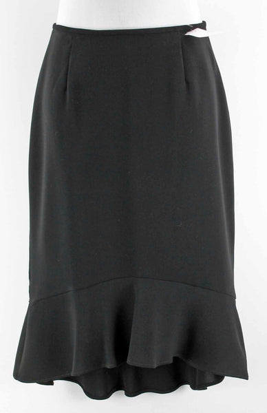 Drama Sz 2 Black Slim Ruffle Bottom Hi Lo Unlined Skirt