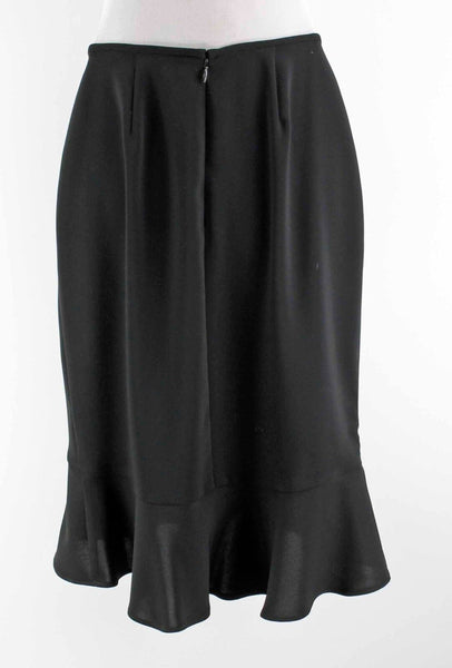 Drama Sz 2 Black Slim Ruffle Bottom Hi Lo Unlined Skirt
