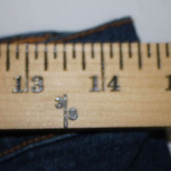 V Very Vera ALTERED Sz 8 x 33 Denim Blue Embroid Beaded Floral Ramie Cotton Jean