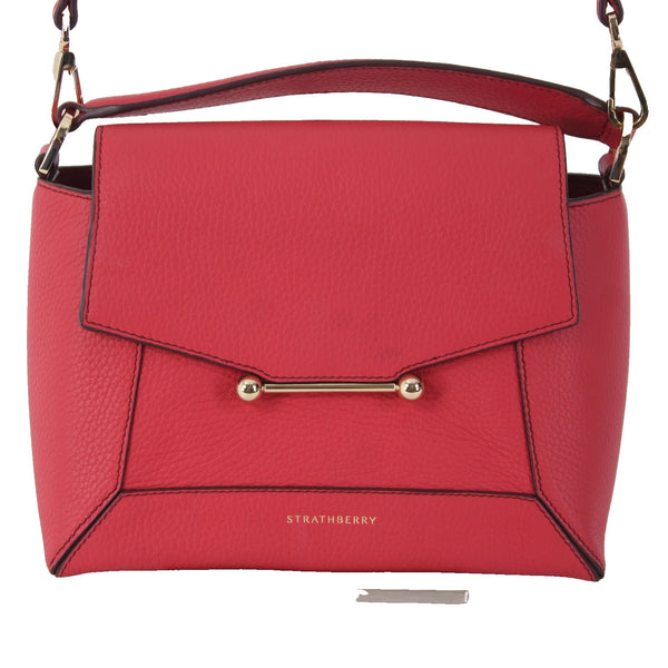 Strathberry Purse 10 x 8 x 5 Raspberry Pink Gold Hardware Leather Purse
