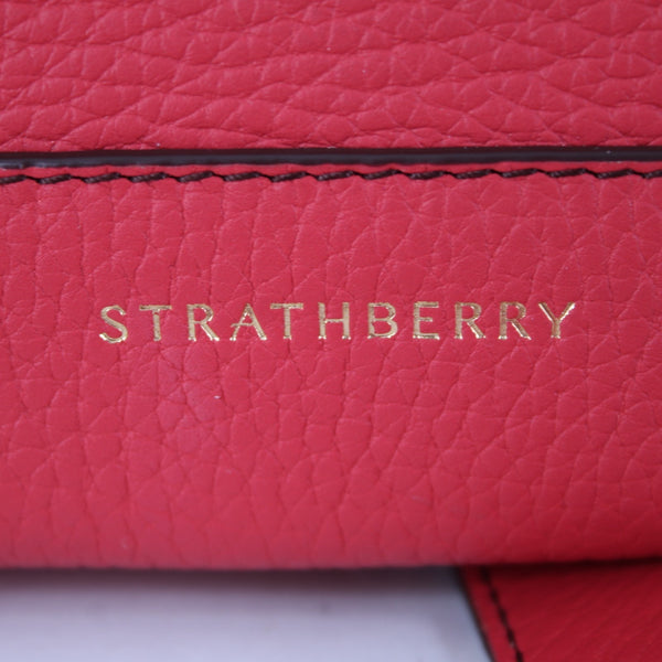 Strathberry Purse 10 x 8 x 5 Raspberry Pink Gold Hardware Leather Purse