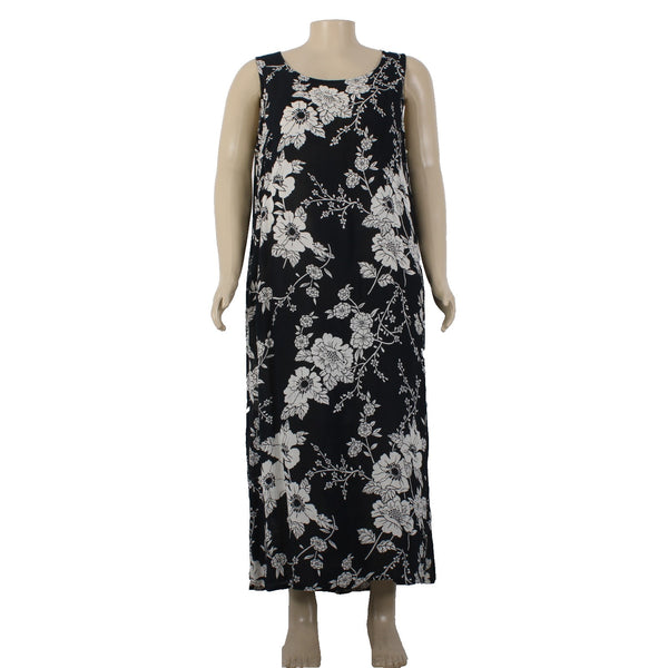 Lotus Dress NEW Sz 2X Black White Floral Unlined Sleeveless 100% Rayon Dress