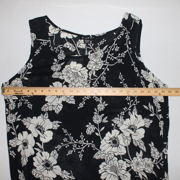 Lotus Dress NEW Sz 2X Black White Floral Unlined Sleeveless 100% Rayon Dress