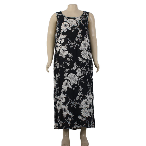 Lotus Dress NEW Sz 2X Black White Floral Unlined Sleeveless 100% Rayon Dress