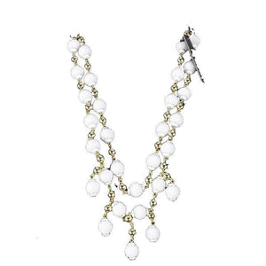 J Crew NEW $128 OS Black White Gold 2 Strand Round Beads Dangle Necklace