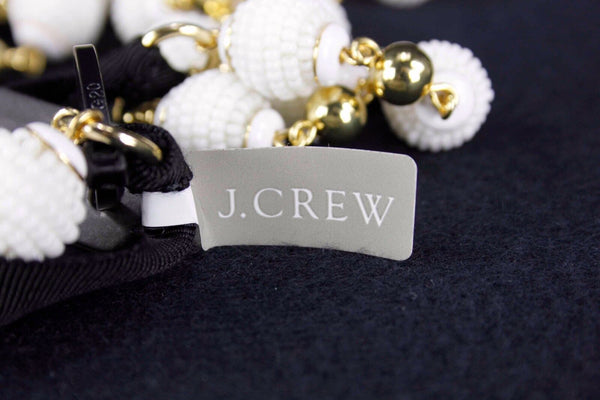 J Crew NEW $128 OS Black White Gold 2 Strand Round Beads Dangle Necklace