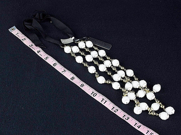 J Crew NEW $128 OS Black White Gold 2 Strand Round Beads Dangle Necklace