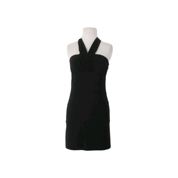 BCBGeneration Dress Sz 6 Black Halter Knee Length Polyester Spandex Dress