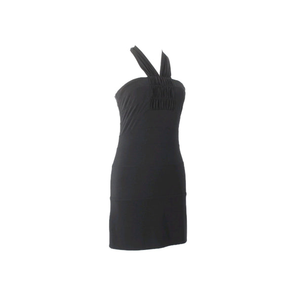 BCBGeneration Dress Sz 6 Black Halter Knee Length Polyester Spandex Dress