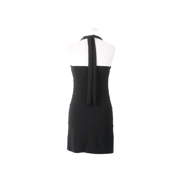 BCBGeneration Dress Sz 6 Black Halter Knee Length Polyester Spandex Dress
