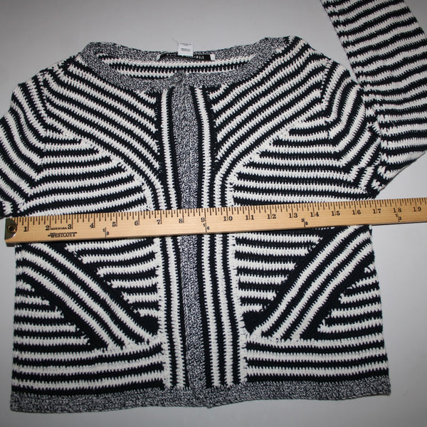 Diane Von Furstenberg Sz S Navy Blue White Striped Tight Knit Wrap Sweater