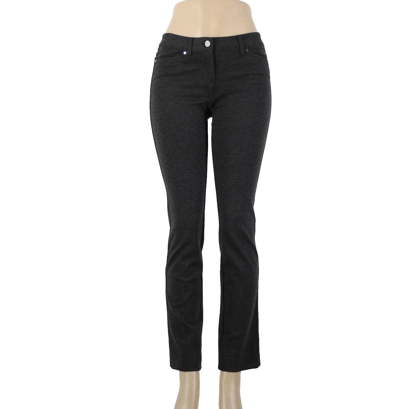 White House Black Market NEW $78 Sz 2R x 31 Gray Slim Ponte Pockets Viscose Pant