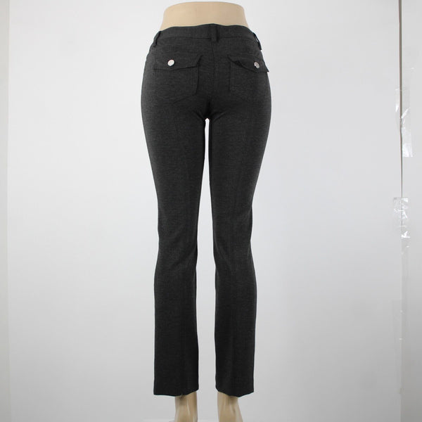White House Black Market NEW $78 Sz 2R x 31 Gray Slim Ponte Pockets Viscose Pant